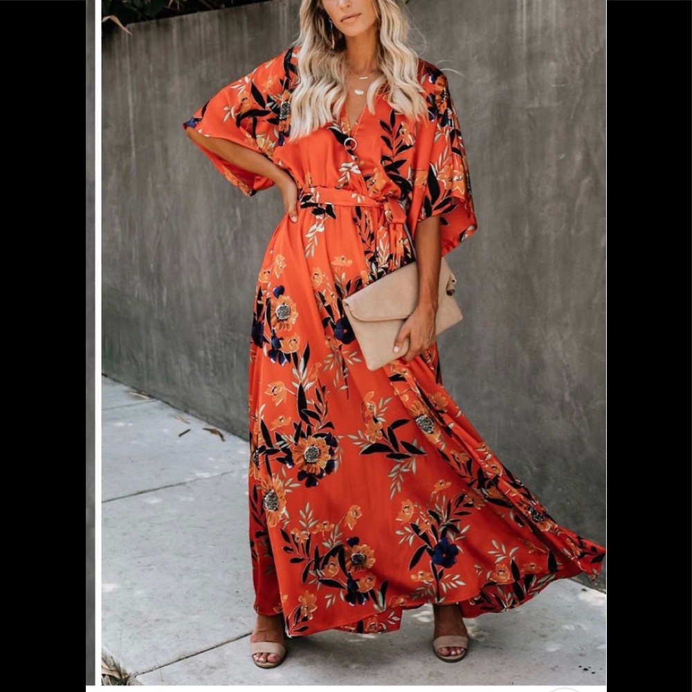 Orange Floral Dress